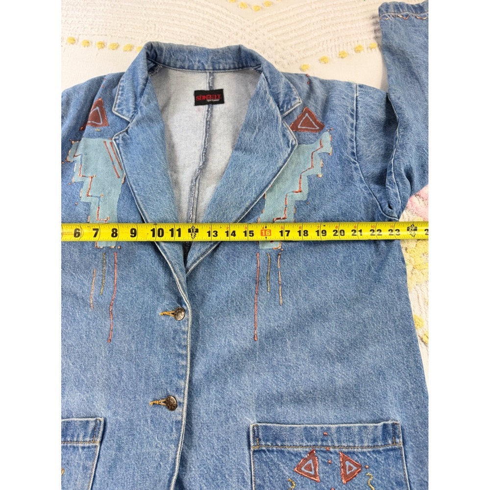 Sunbelt Sportswear Vintage Denim Southwestern Blazer Jacket Blue Embroidered Xl - Picture 9 of 9